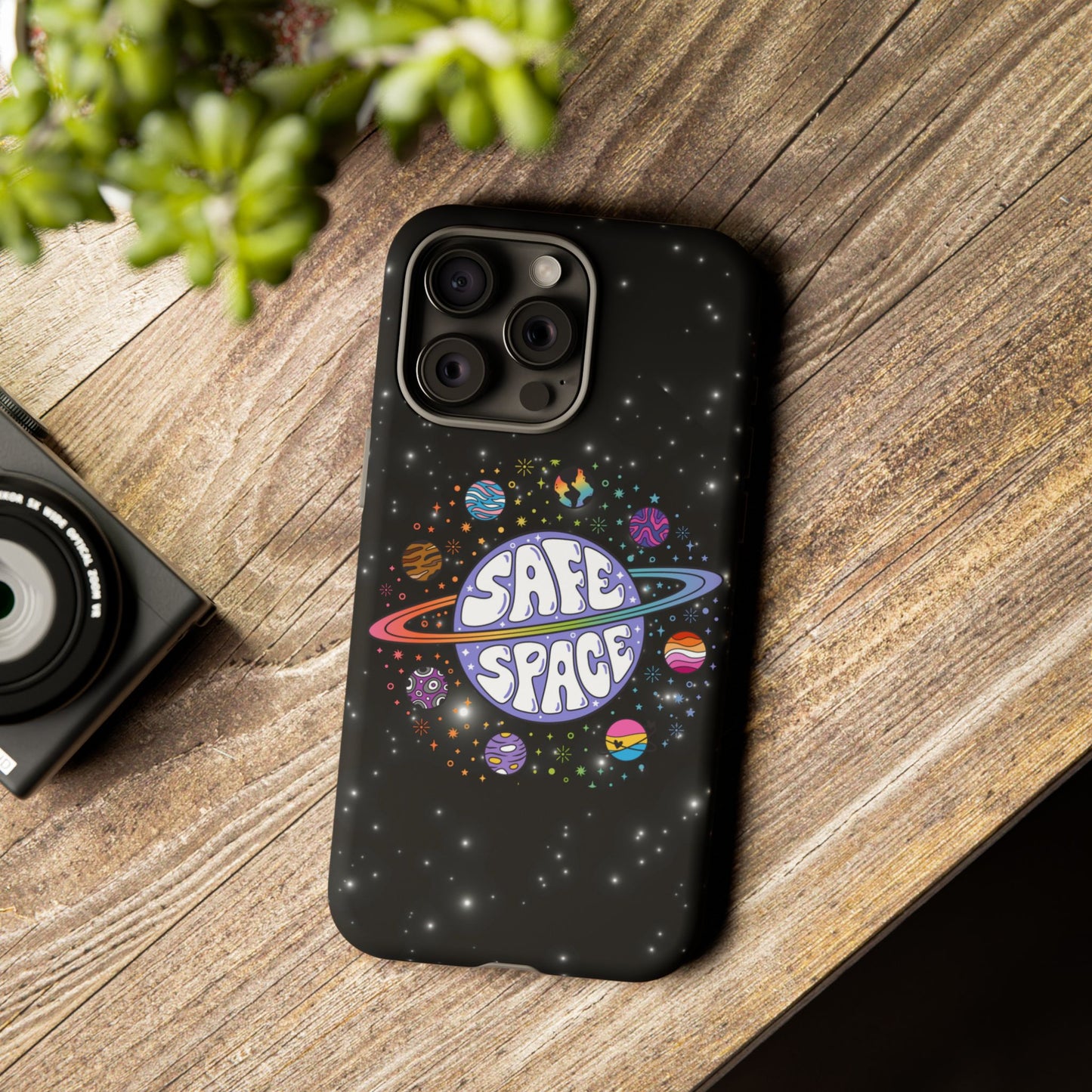 "safe space" lgbtqia+ pride galaxy android tough phone case