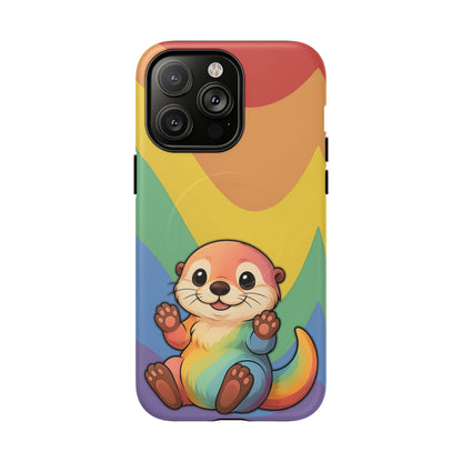 “Otterly Queer” – Retro Rainbow Pride Otter MagSafe® iPhone Tough Case