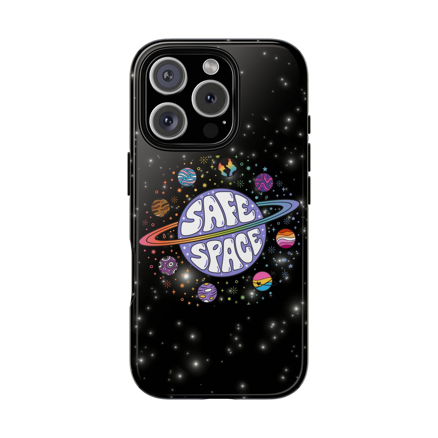 "safe space" lgbtqia+ pride galaxy android tough phone case
