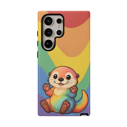 “Otterly Queer” – Retro Rainbow Pride Otter Android Tough Phone Case