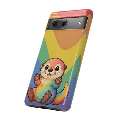“Otterly Queer” – Retro Rainbow Pride Otter Android Tough Phone Case