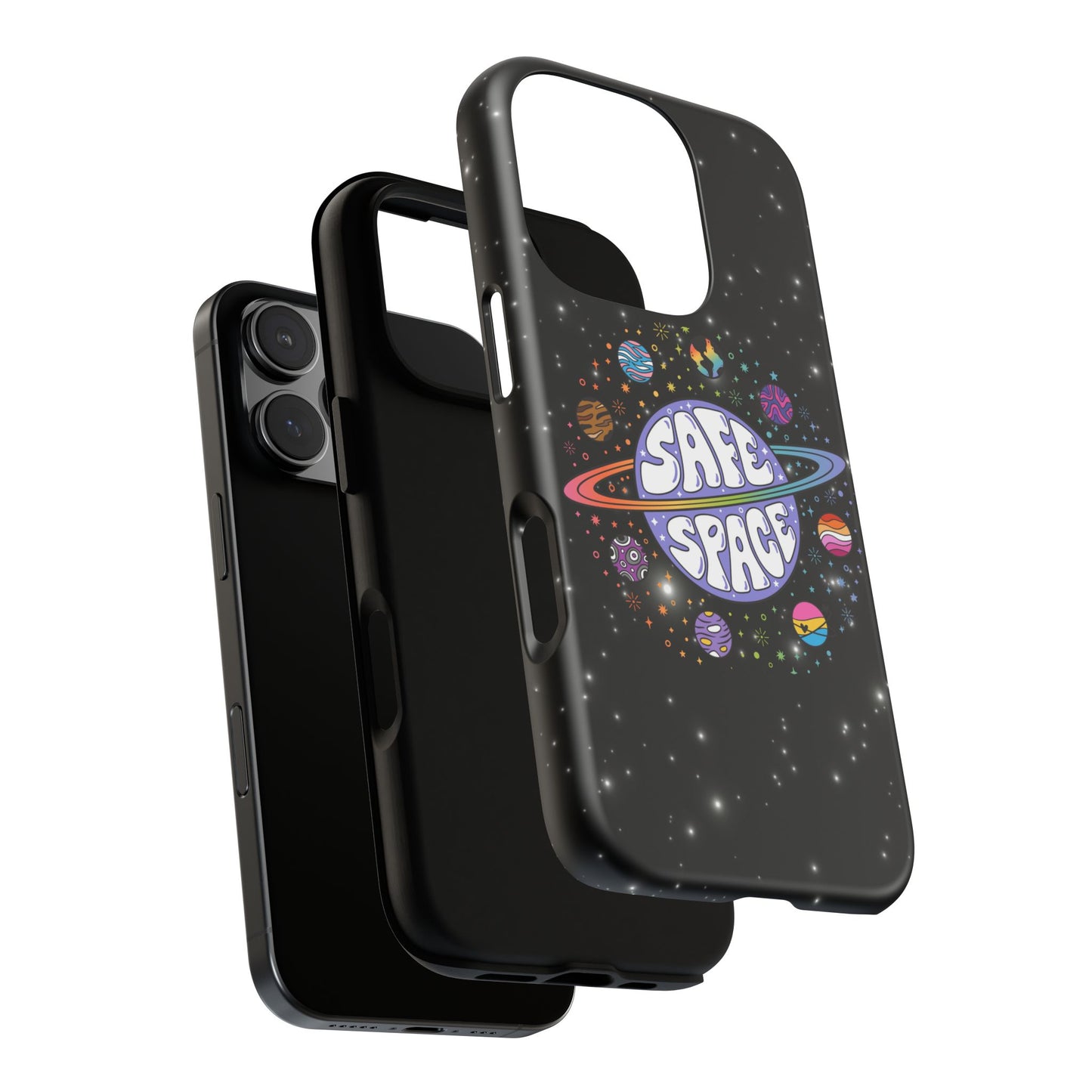 "safe space" lgbtqia+ pride galaxy android tough phone case