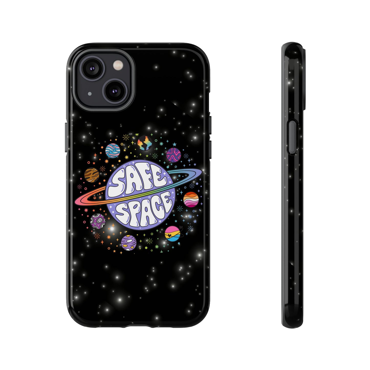 "safe space" lgbtqia+ pride galaxy android tough phone case