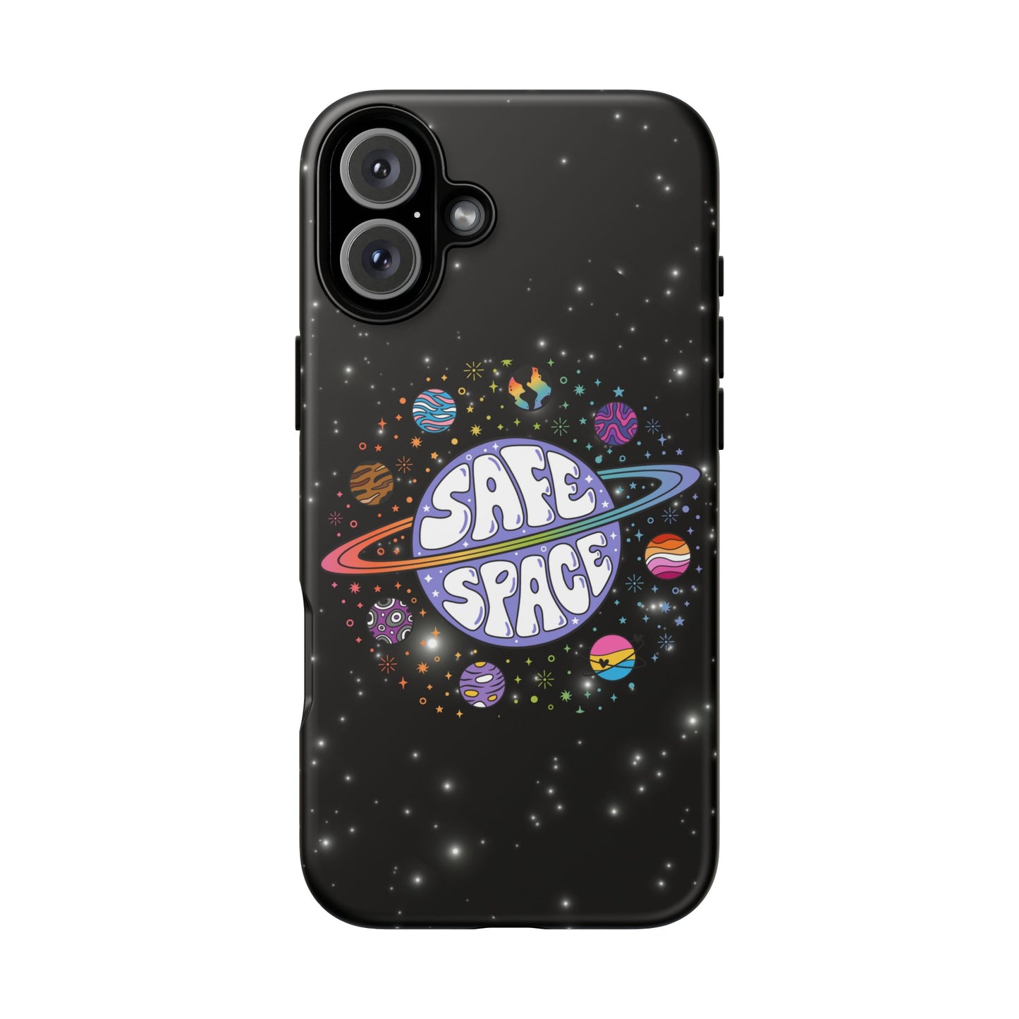 "safe space" lgbtqia+ pride galaxy android tough phone case