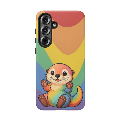 “Otterly Queer” – Retro Rainbow Pride Otter Android Tough Phone Case
