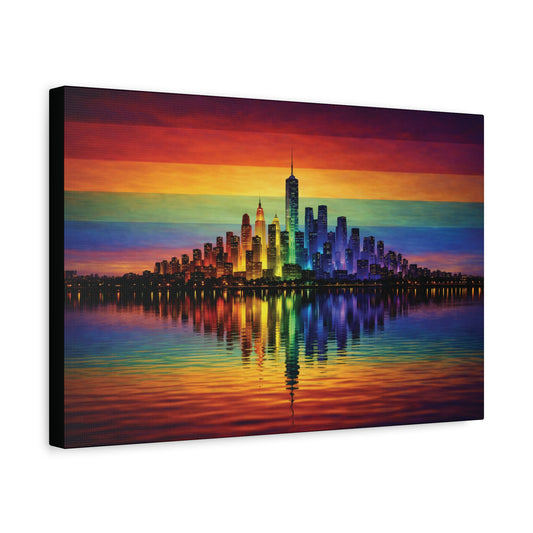 City of Us | LGBTQ Pride Rainbow Skyline Canvas Wall Art