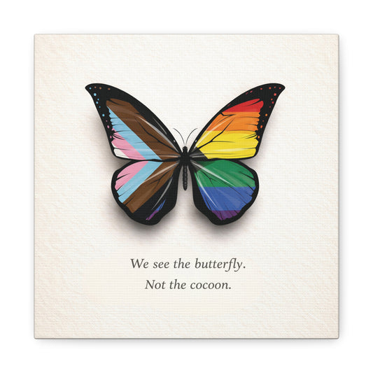 Progress Rainbow Pride Butterfly | Metamorphosis Series Canvas Wall Art