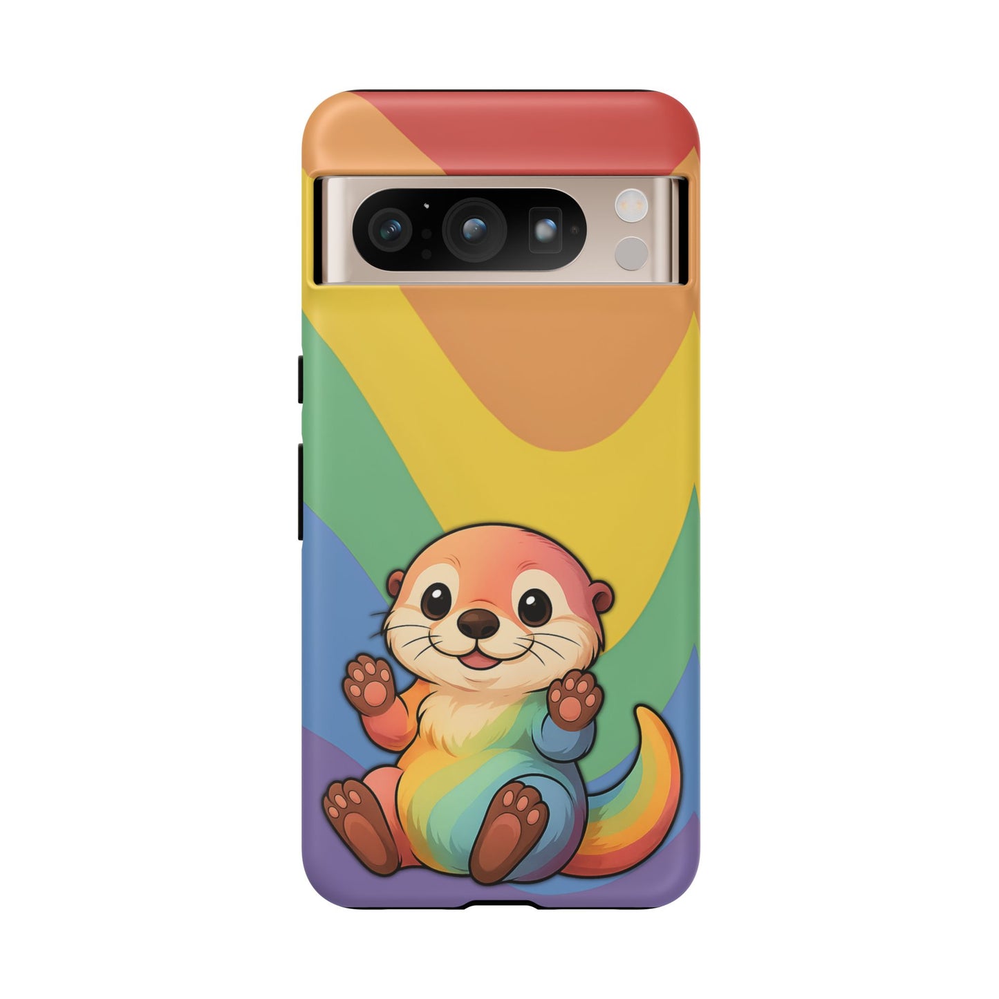 “otterly queer” – retro rainbow pride otter android tough phone case