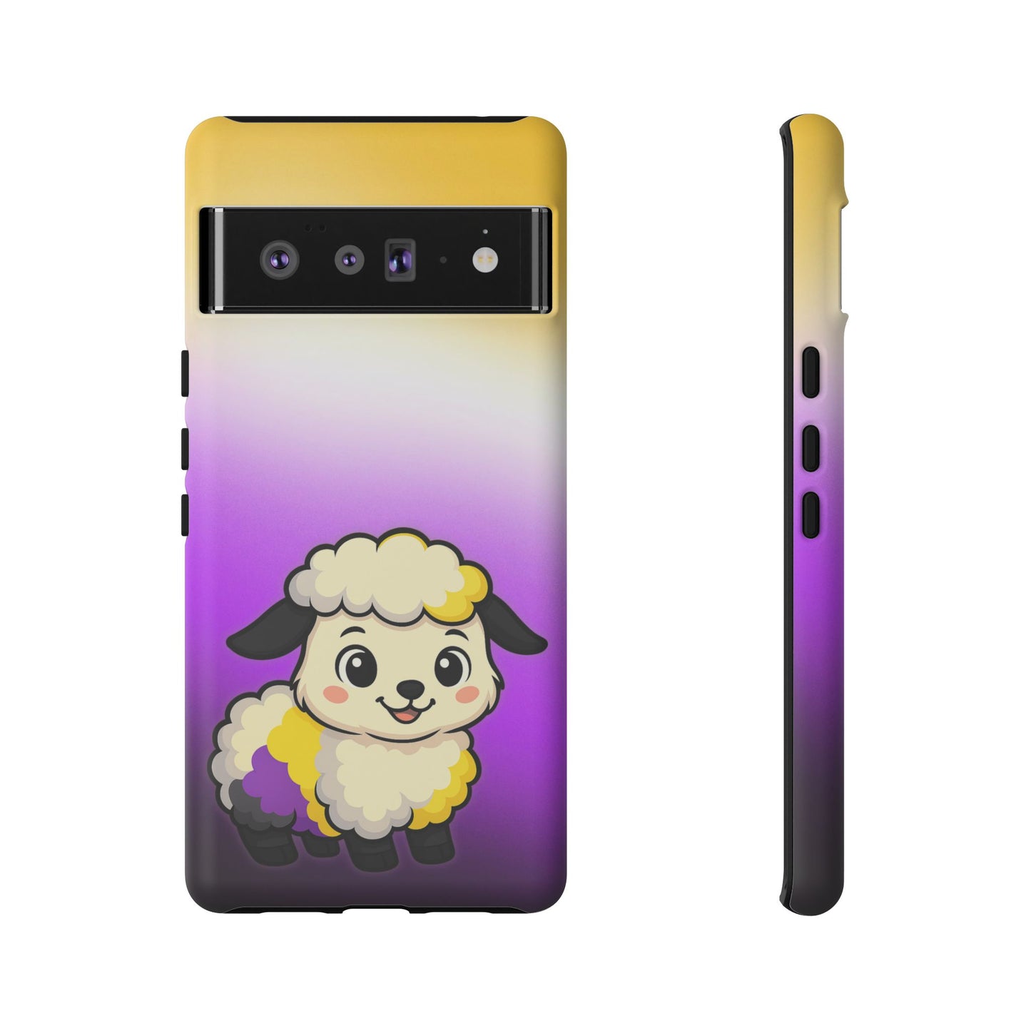 "nonbibaaary" – nonbinary pride sheep android tough phone case
