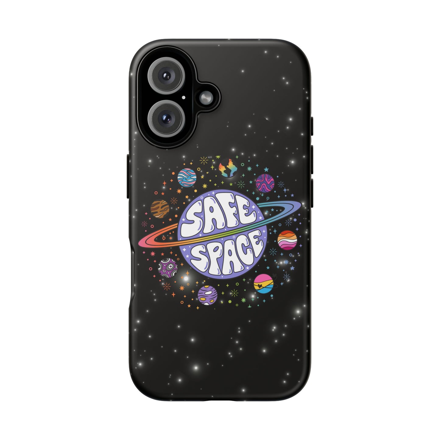 "safe space" lgbtqia+ pride galaxy android tough phone case