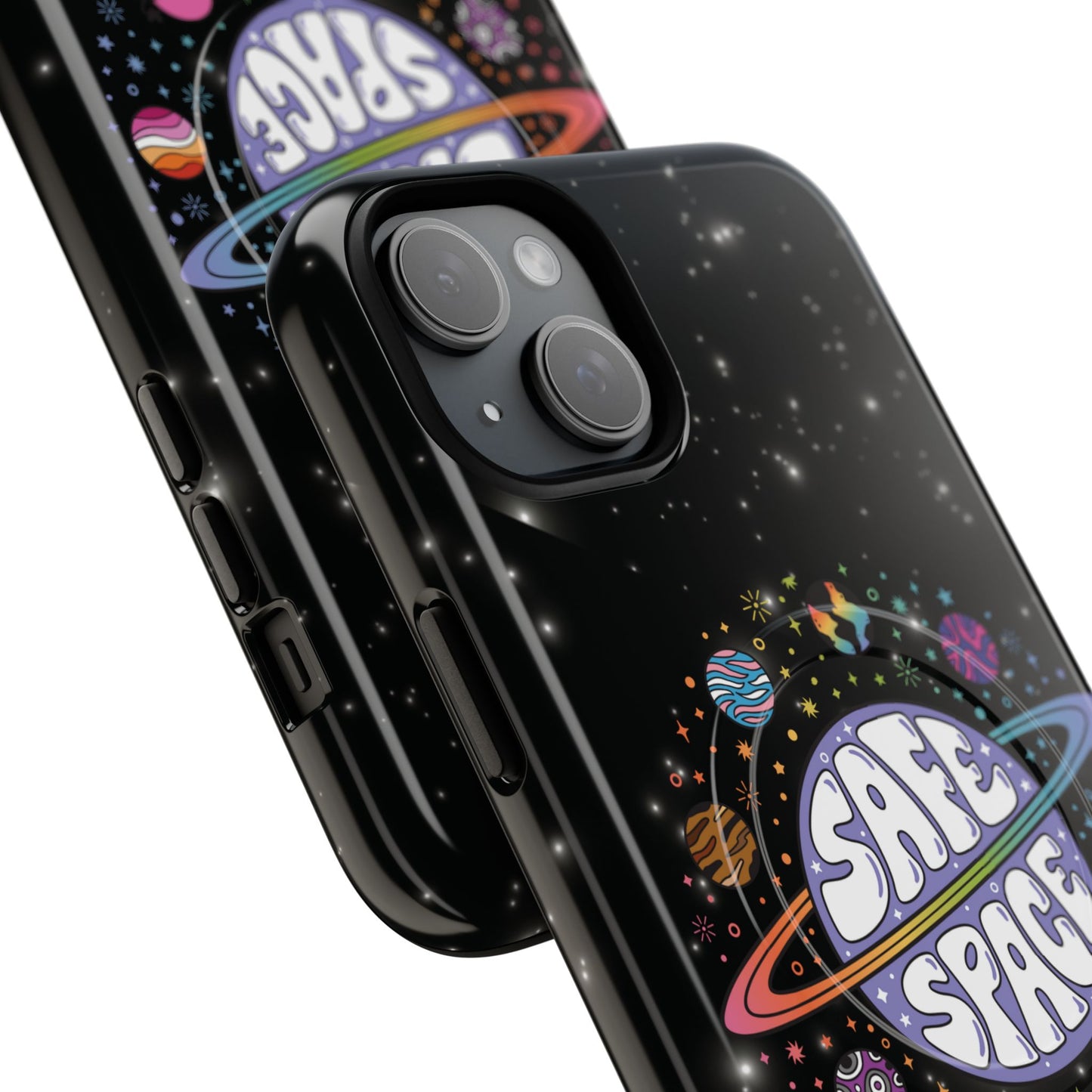 "safe space" lgbtqia+ pride galaxy magsafe® iphone case