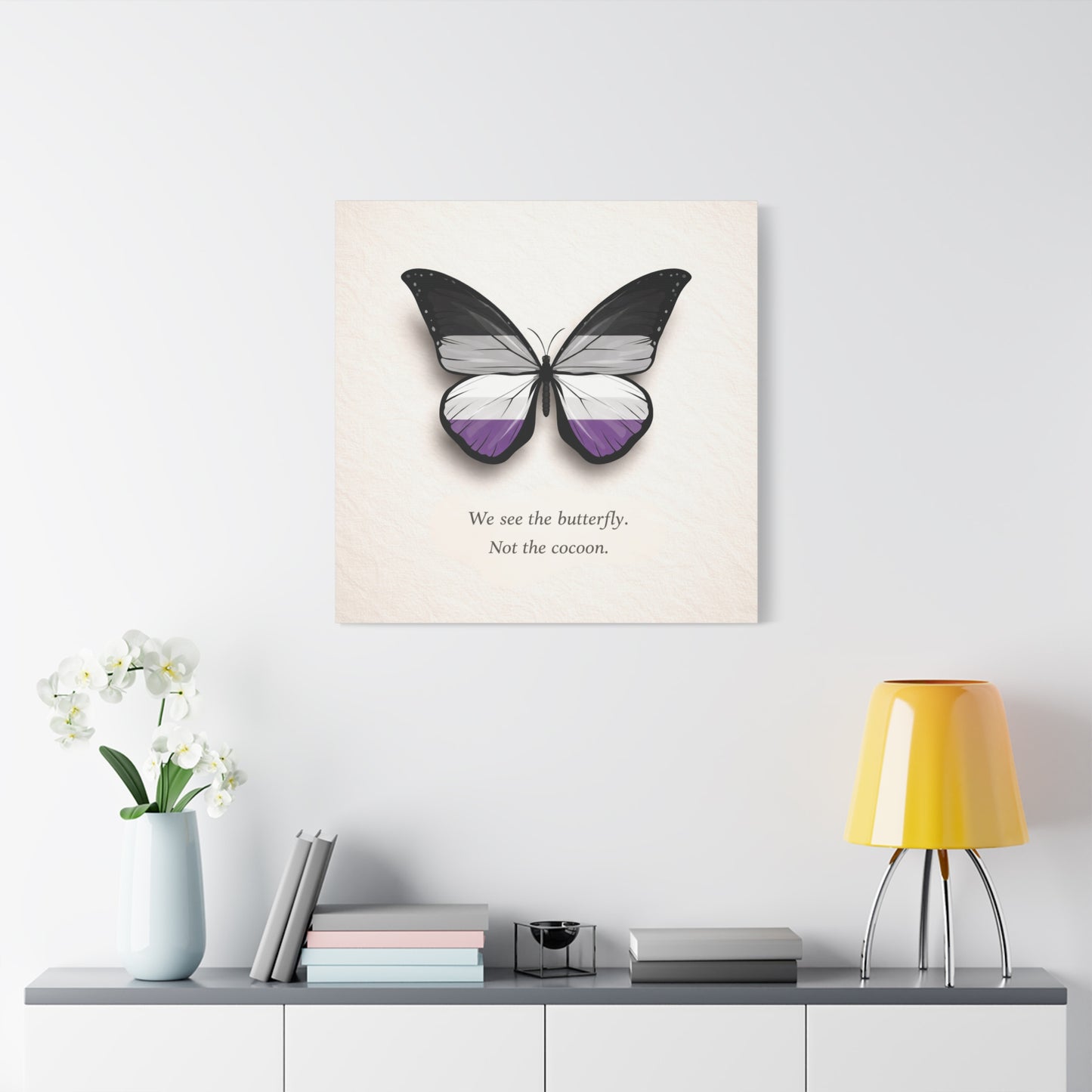 asexual pride butterfly | metamorphosis series canvas wall art