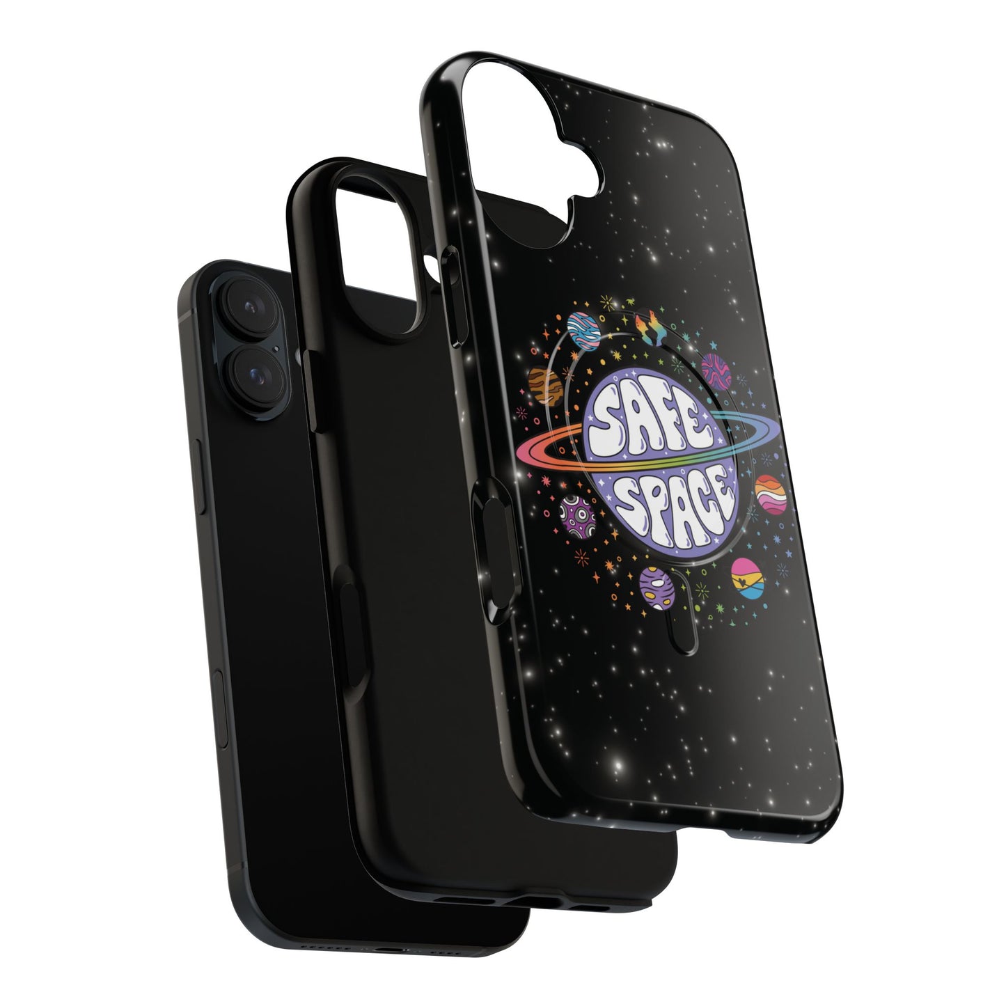 "safe space" lgbtqia+ pride galaxy magsafe® iphone case
