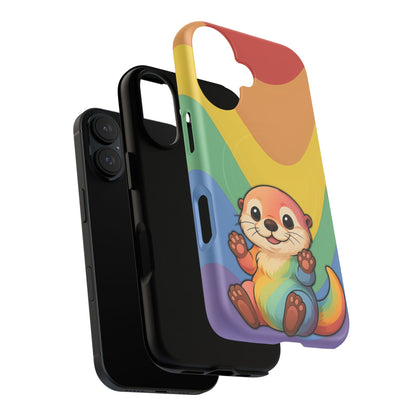 “Otterly Queer” – Retro Rainbow Pride Otter MagSafe® iPhone Tough Case