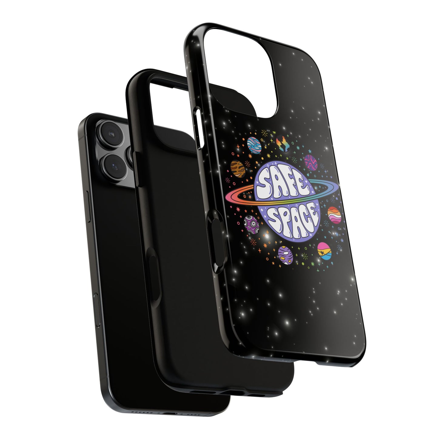 "safe space" lgbtqia+ pride galaxy android tough phone case