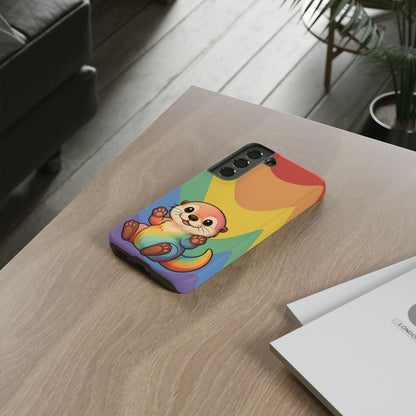 “Otterly Queer” – Retro Rainbow Pride Otter Android Tough Phone Case