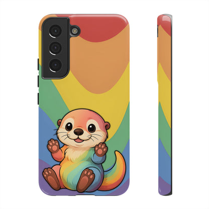 “Otterly Queer” – Retro Rainbow Pride Otter Android Tough Phone Case