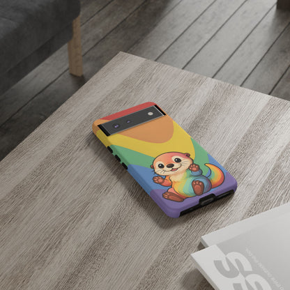 “Otterly Queer” – Retro Rainbow Pride Otter Android Tough Phone Case