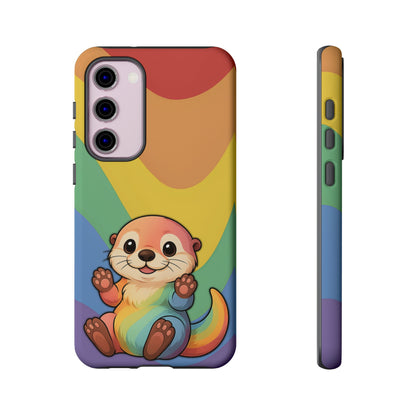 “Otterly Queer” – Retro Rainbow Pride Otter Android Tough Phone Case