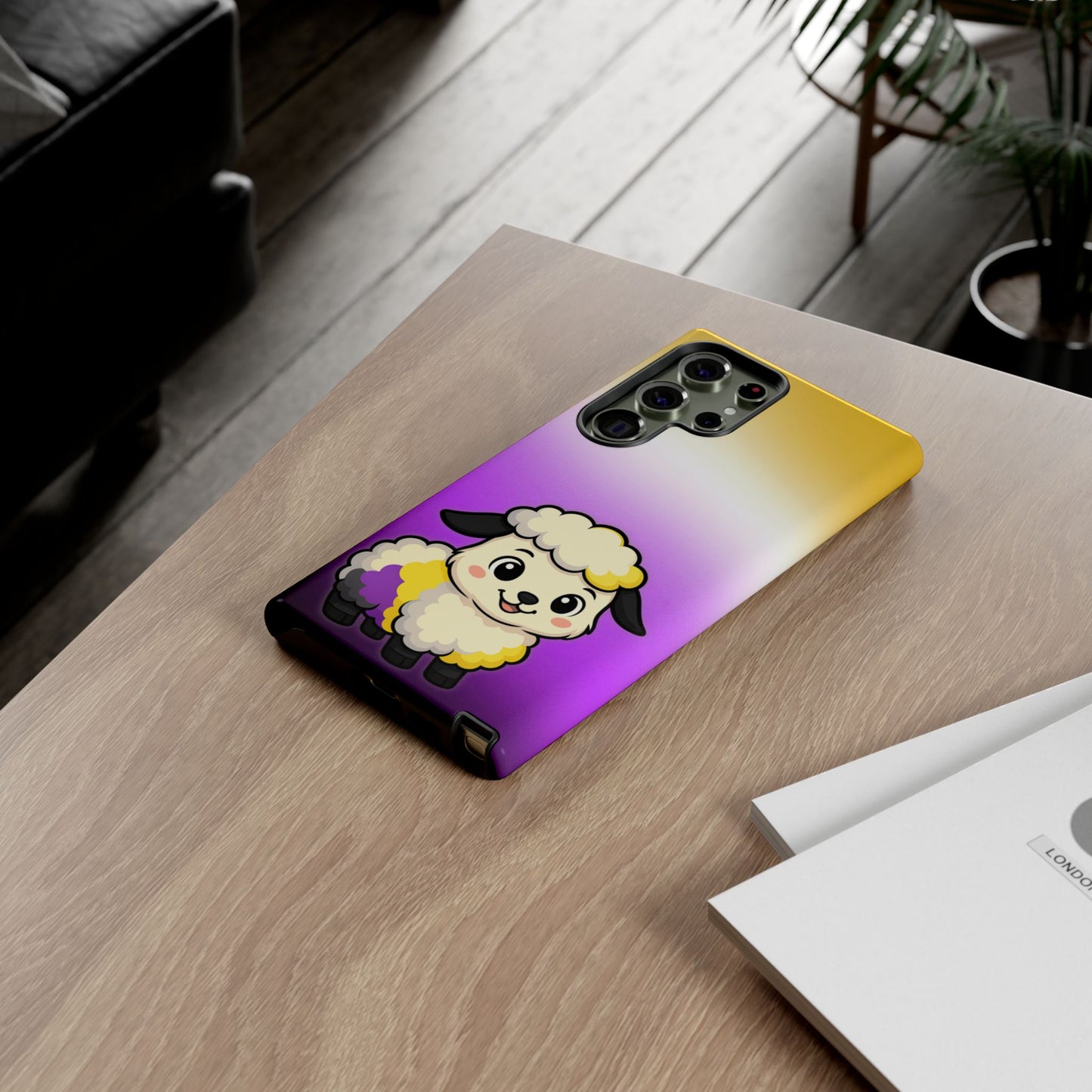 "nonbibaaary" – nonbinary pride sheep android tough phone case