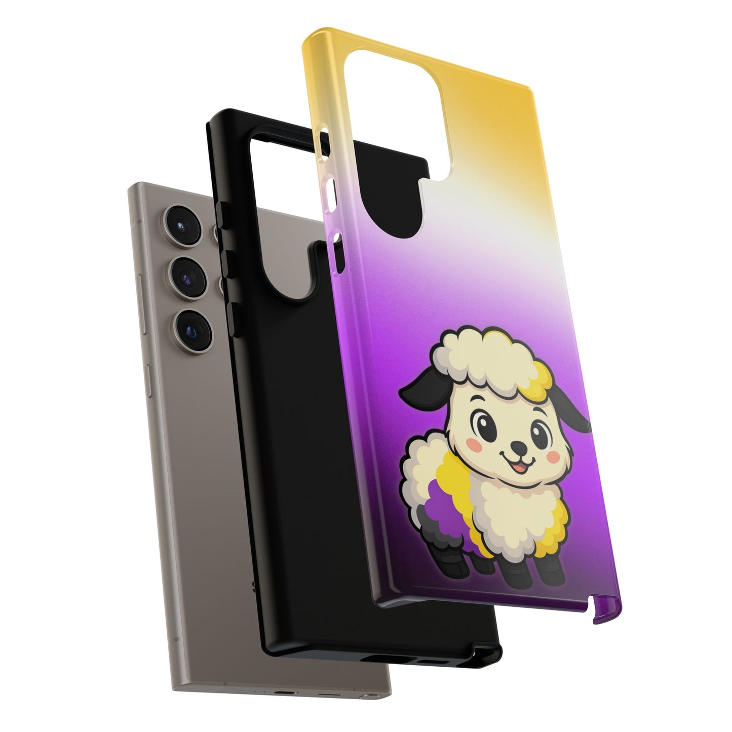 "nonbibaaary" – nonbinary pride sheep android tough phone case