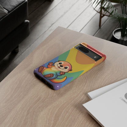 “Otterly Queer” – Retro Rainbow Pride Otter Android Tough Phone Case