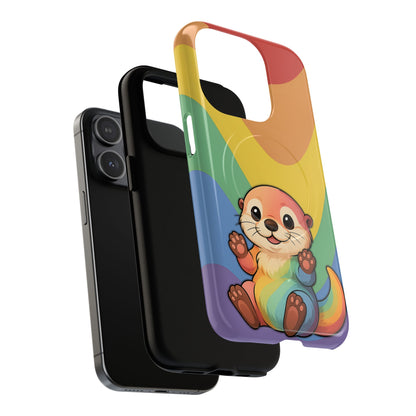 “Otterly Queer” – Retro Rainbow Pride Otter MagSafe® iPhone Tough Case