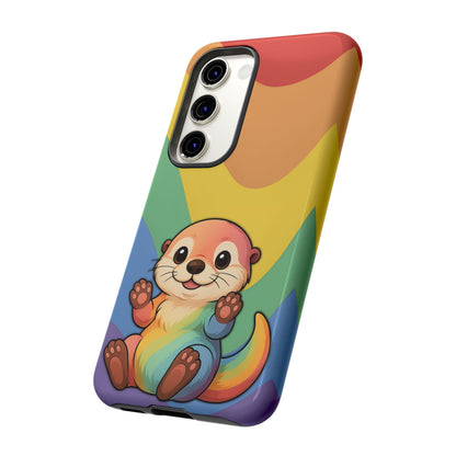 “Otterly Queer” – Retro Rainbow Pride Otter Android Tough Phone Case