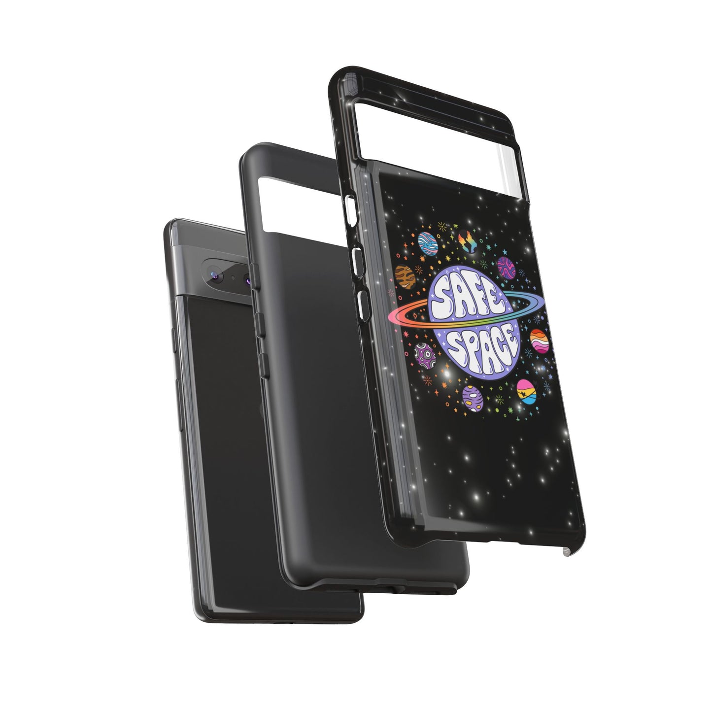 "safe space" lgbtqia+ pride galaxy android tough phone case