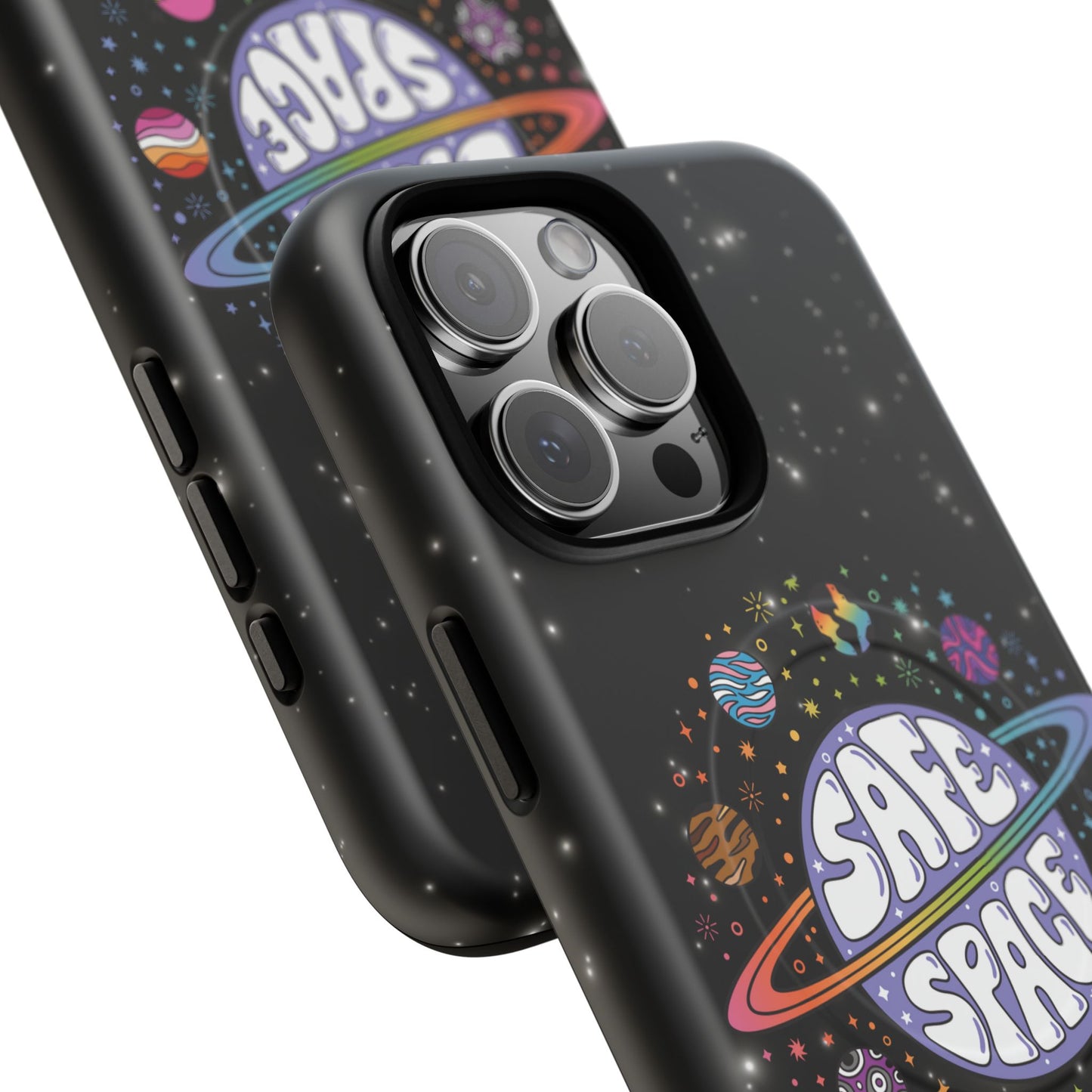 "safe space" lgbtqia+ pride galaxy magsafe® iphone case