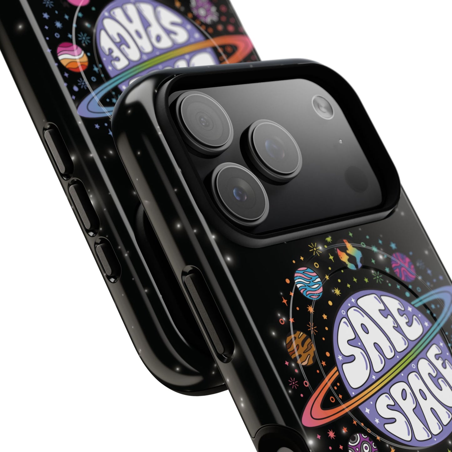 "safe space" lgbtqia+ pride galaxy magsafe® iphone case