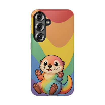 “Otterly Queer” – Retro Rainbow Pride Otter Android Tough Phone Case
