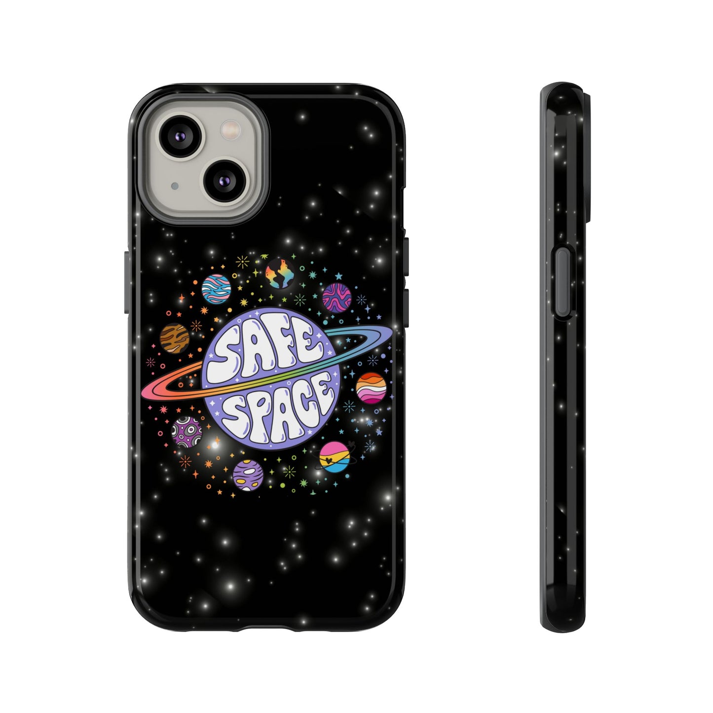 "safe space" lgbtqia+ pride galaxy android tough phone case