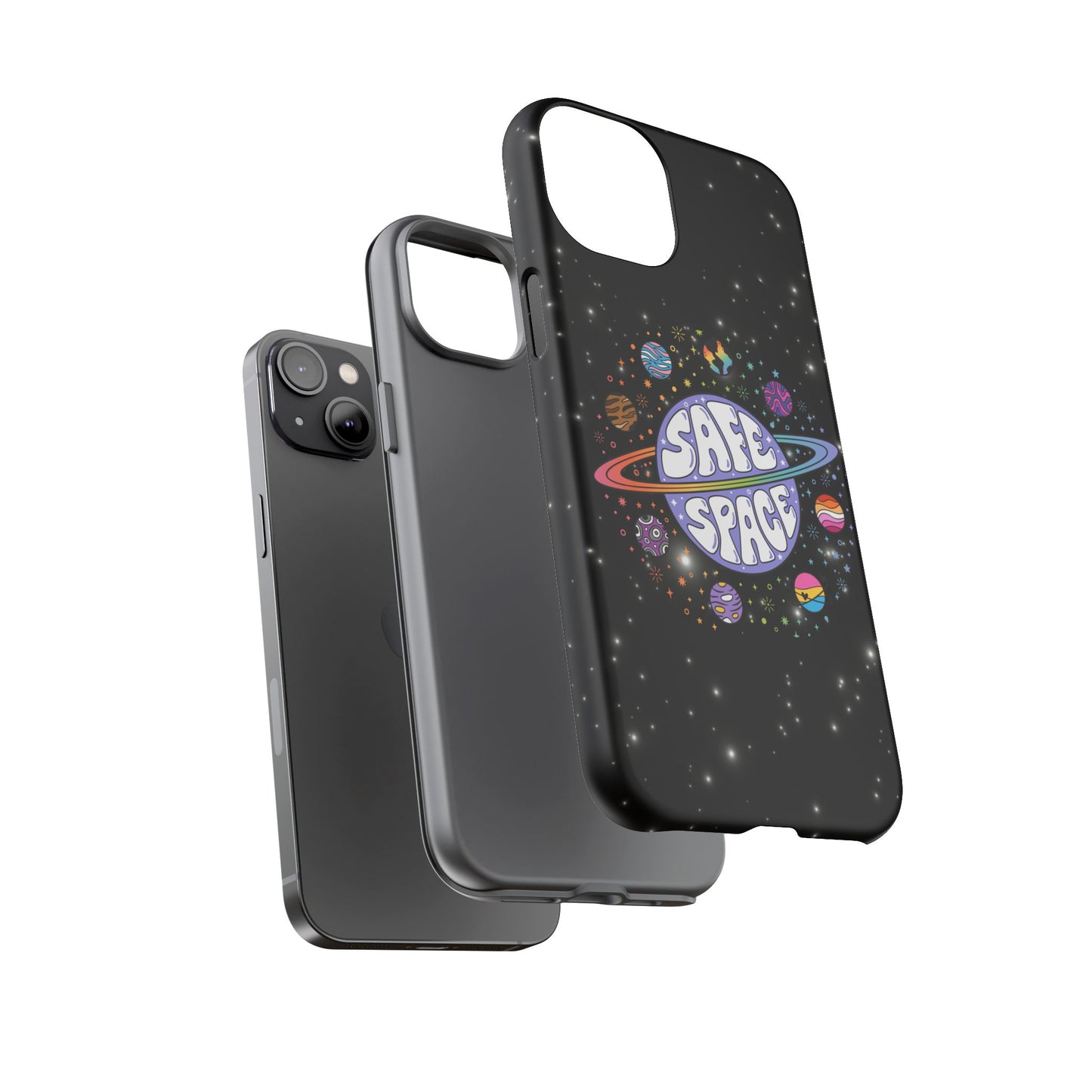 "safe space" lgbtqia+ pride galaxy android tough phone case