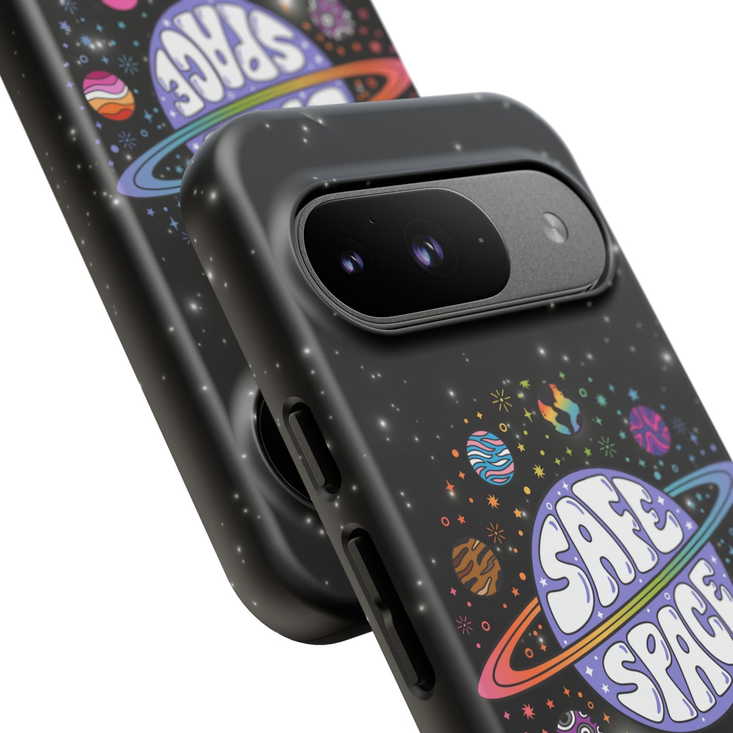 "safe space" lgbtqia+ pride galaxy android tough phone case