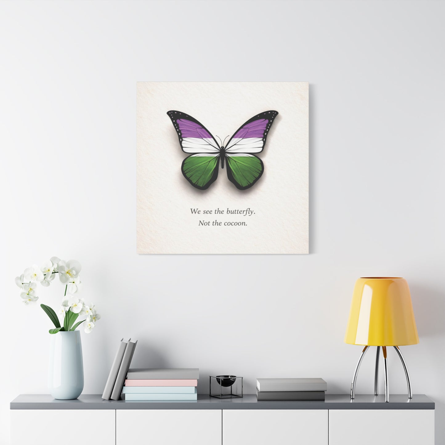 genderqueer pride butterfly | metamorphosis series canvas wall art