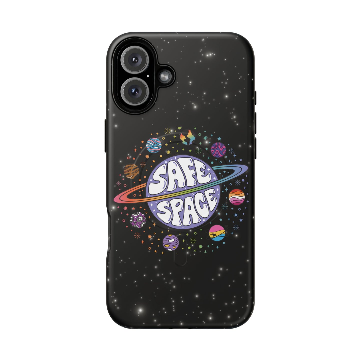 "safe space" lgbtqia+ pride galaxy magsafe® iphone case