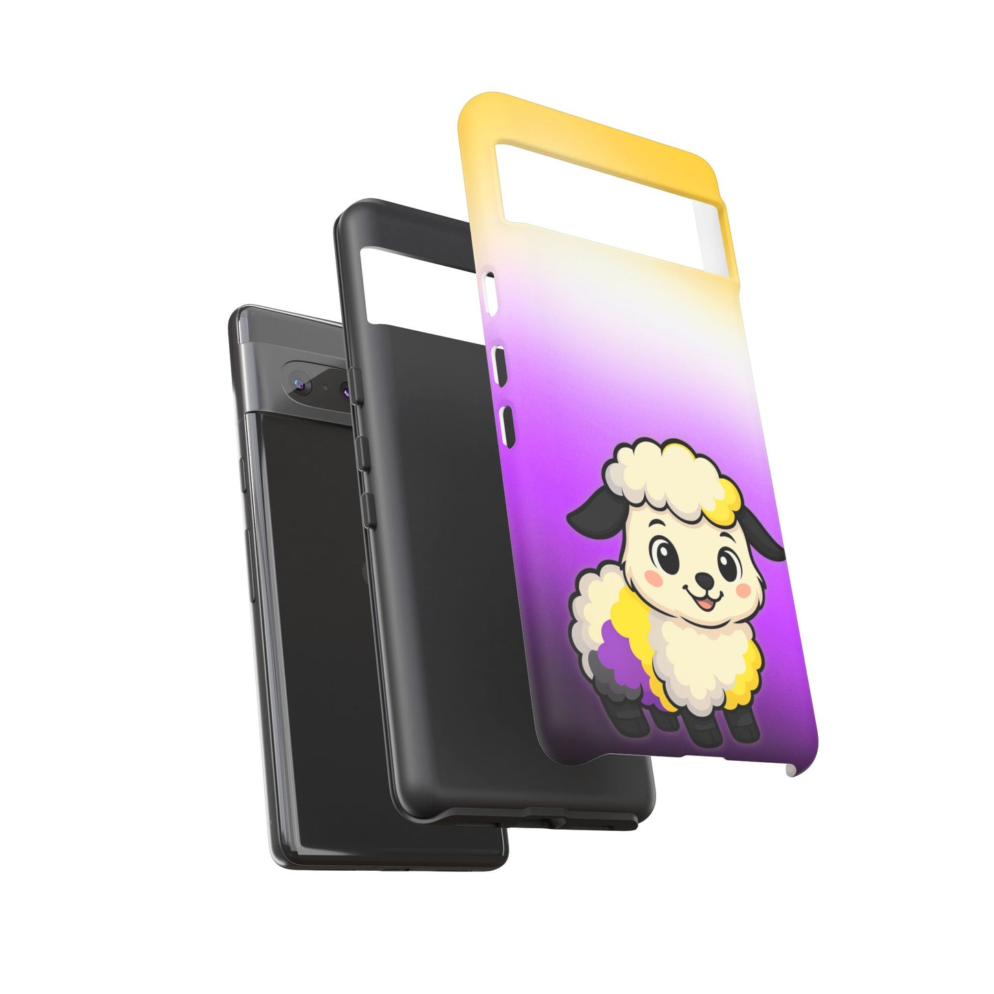 "nonbibaaary" – nonbinary pride sheep android tough phone case