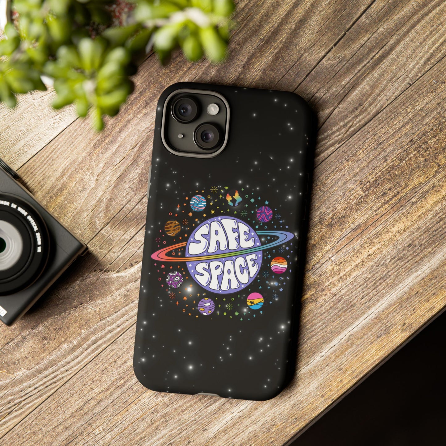 "safe space" lgbtqia+ pride galaxy android tough phone case
