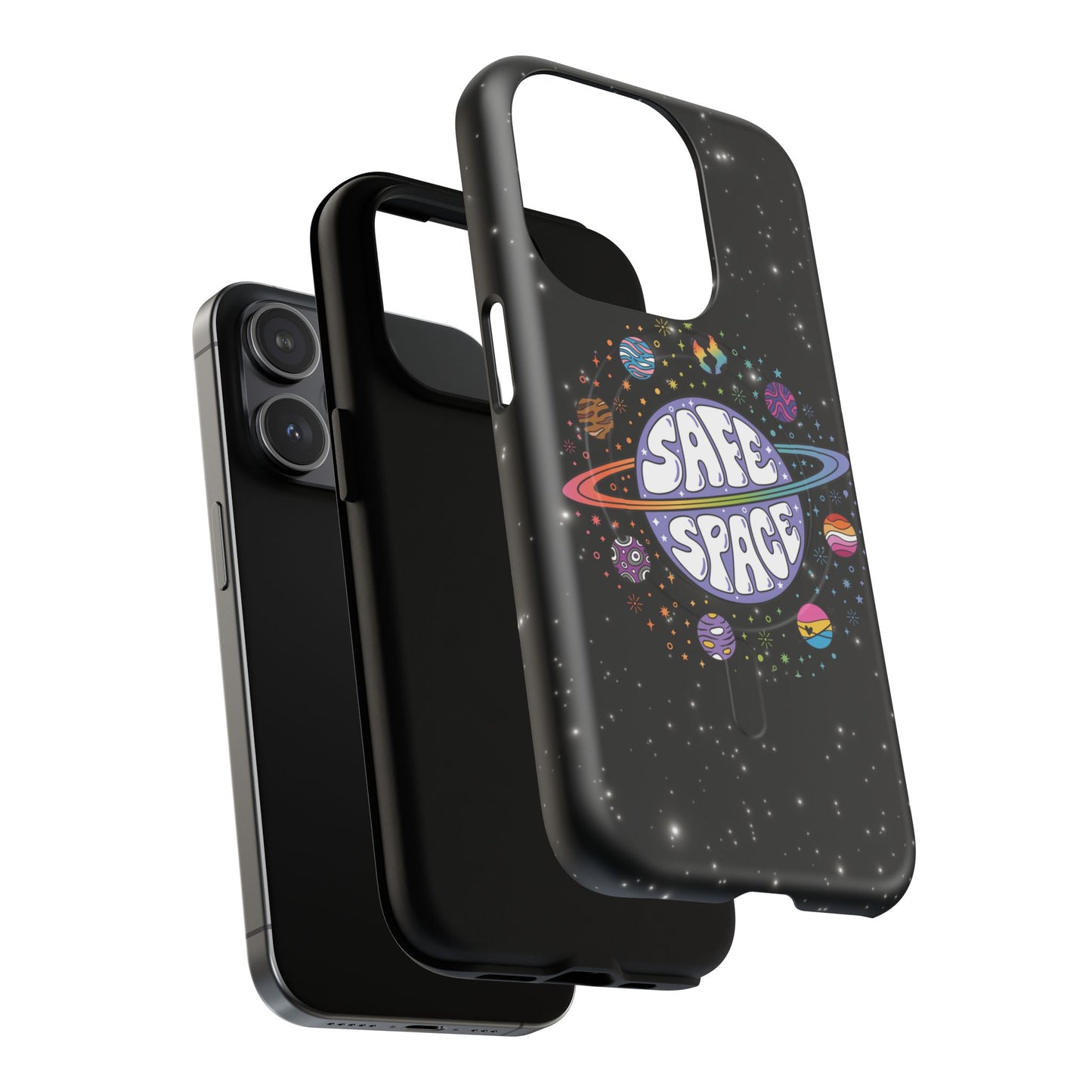 "safe space" lgbtqia+ pride galaxy magsafe® iphone case