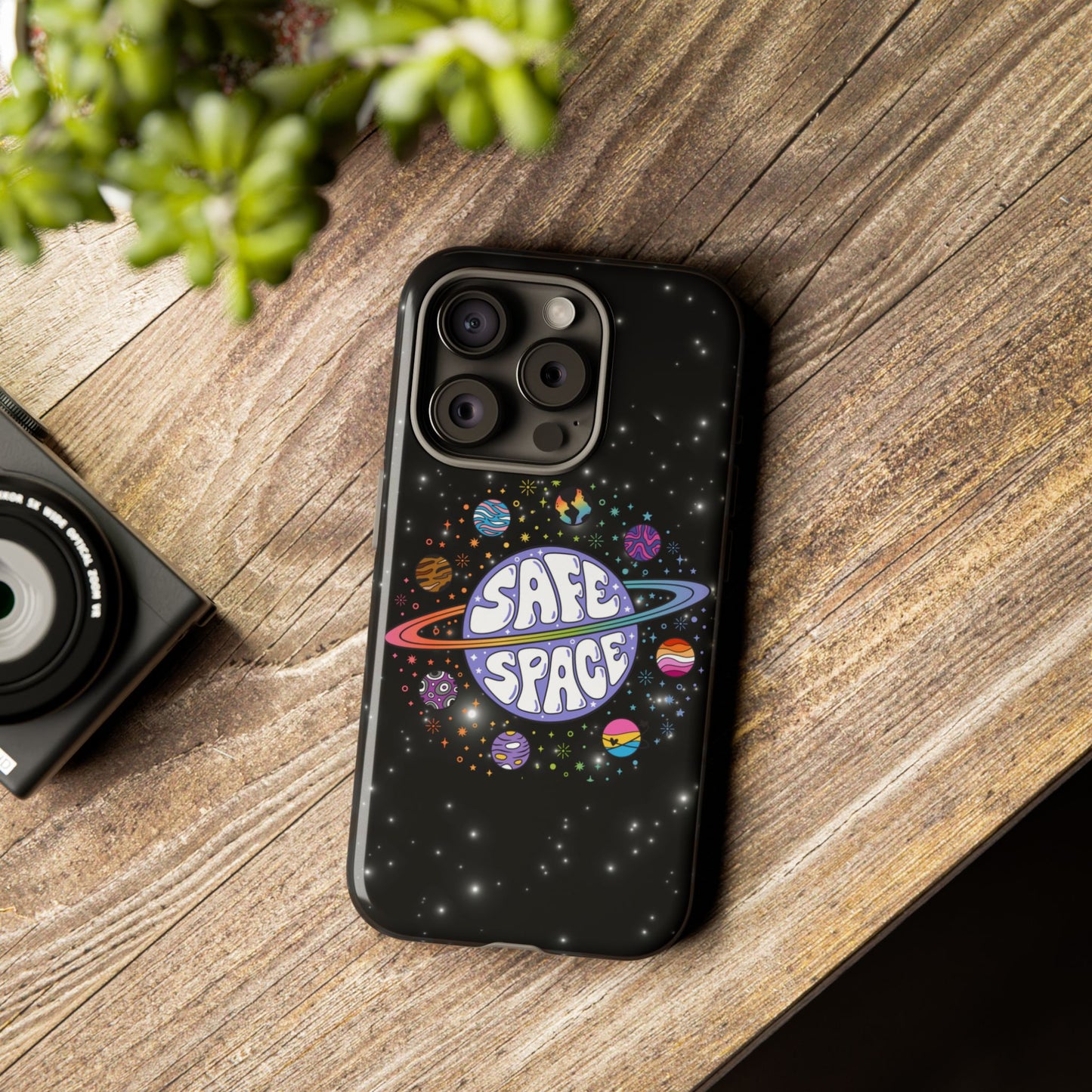 "safe space" lgbtqia+ pride galaxy android tough phone case