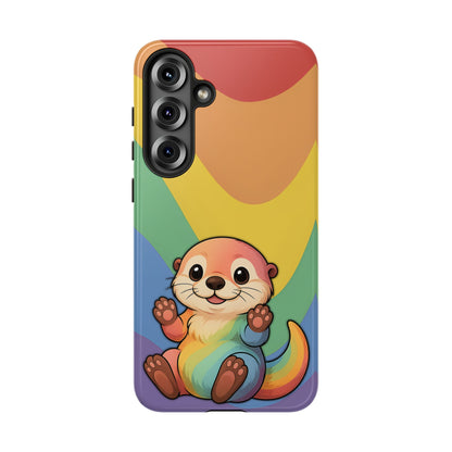 “Otterly Queer” – Retro Rainbow Pride Otter Android Tough Phone Case