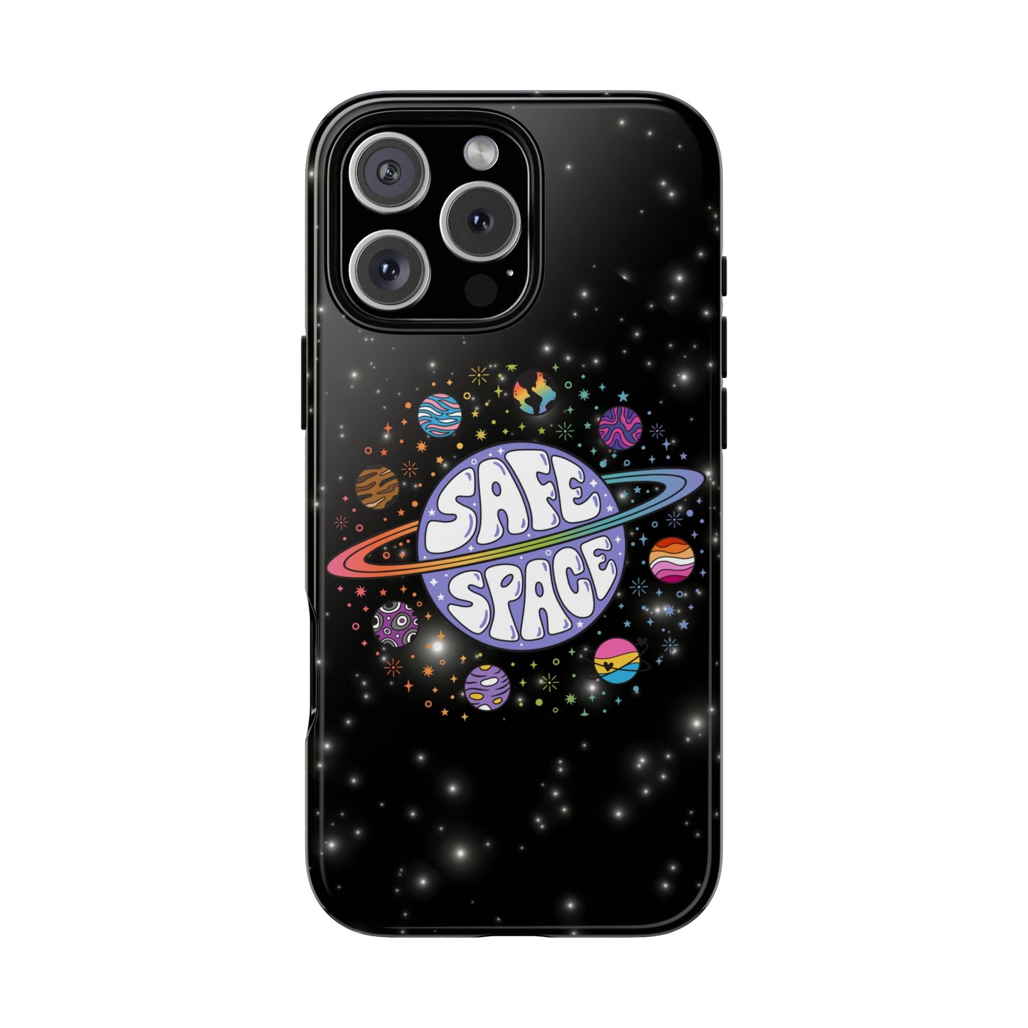 "safe space" lgbtqia+ pride galaxy android tough phone case