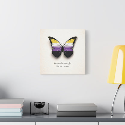 Nonbinary Pride Butterfly | Metamorphosis Series Canvas Wall Art