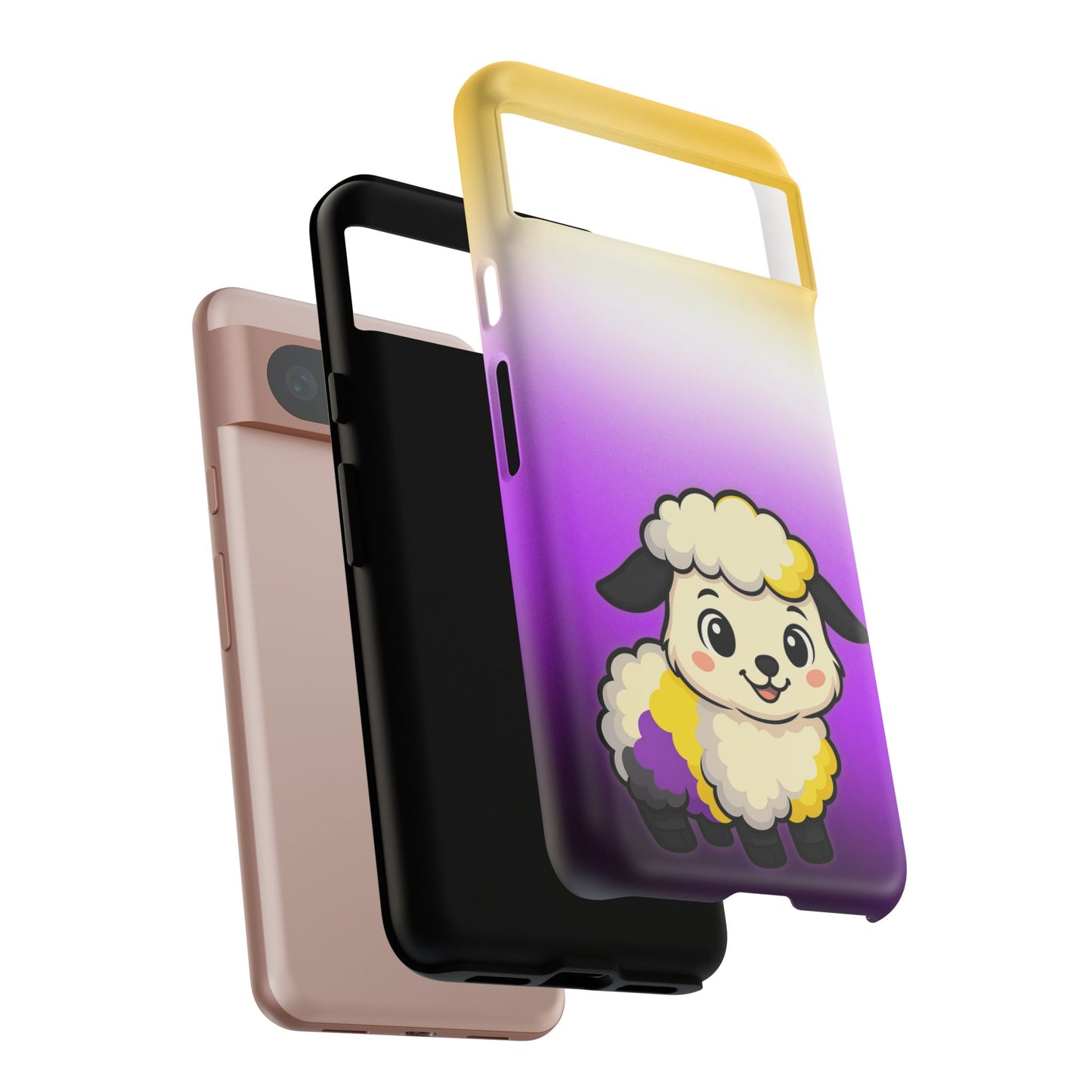 "nonbibaaary" – nonbinary pride sheep android tough phone case