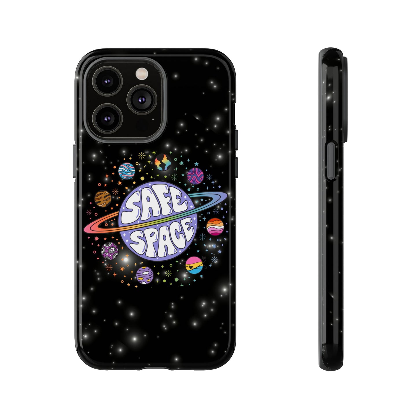 "safe space" lgbtqia+ pride galaxy android tough phone case