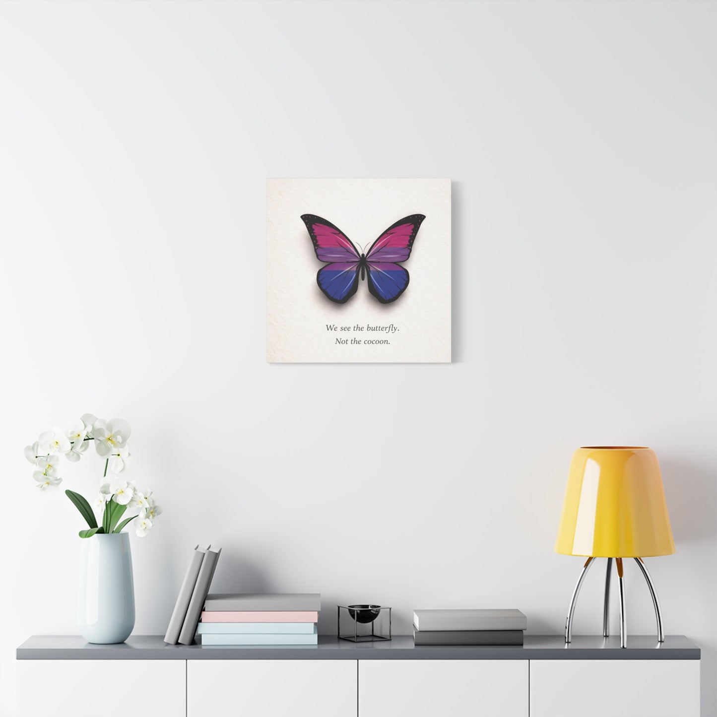bi pride butterfly | metamorphosis series canvas wall art