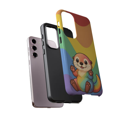 “Otterly Queer” – Retro Rainbow Pride Otter Android Tough Phone Case