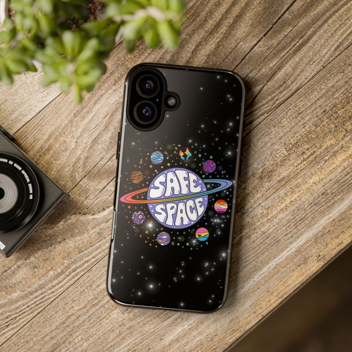 "safe space" lgbtqia+ pride galaxy android tough phone case
