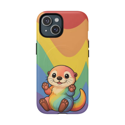 “Otterly Queer” – Retro Rainbow Pride Otter MagSafe® iPhone Tough Case
